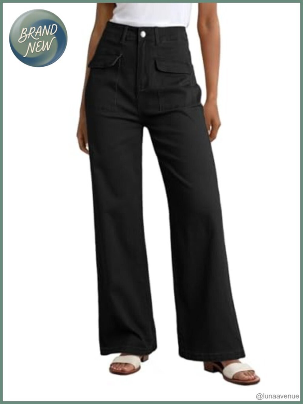 Wide Leg Cargo Pants High Waist Stretch Cotton 95% Casual Hiking Trousers